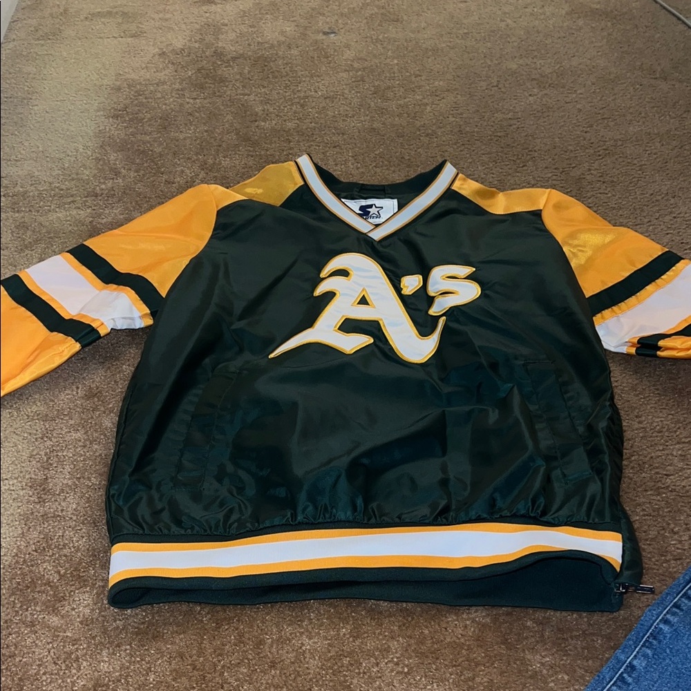 Green and Yellow A's Pullover Jacket